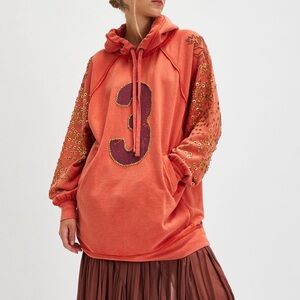 We The Free Coral Hoodie with Gold Accents